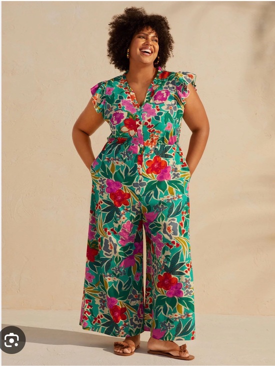 BloomChic Pants - BloomChic green and pink  floral Jumpsuit
